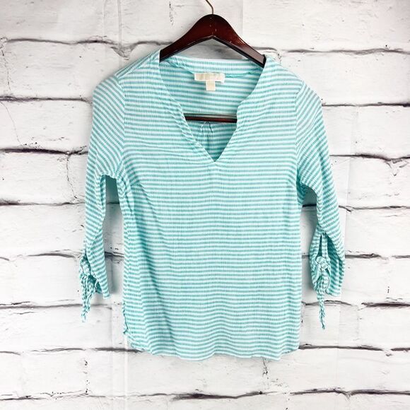 Michael Kors crinkle pop over blouse L - Picture 1 of 7